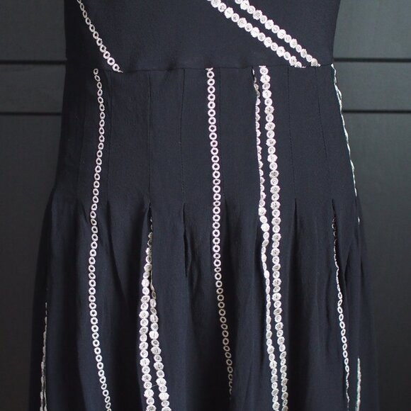 Hype | Spaghetti Strap Black & White Embroidered Stripe Dress - Picture 4 of 6